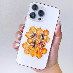 Honeycomb and the Bees Watercolor Transparent Sticker/laptop water hydro flask planner vinyl decal journal bijou phone rustic beekeeper