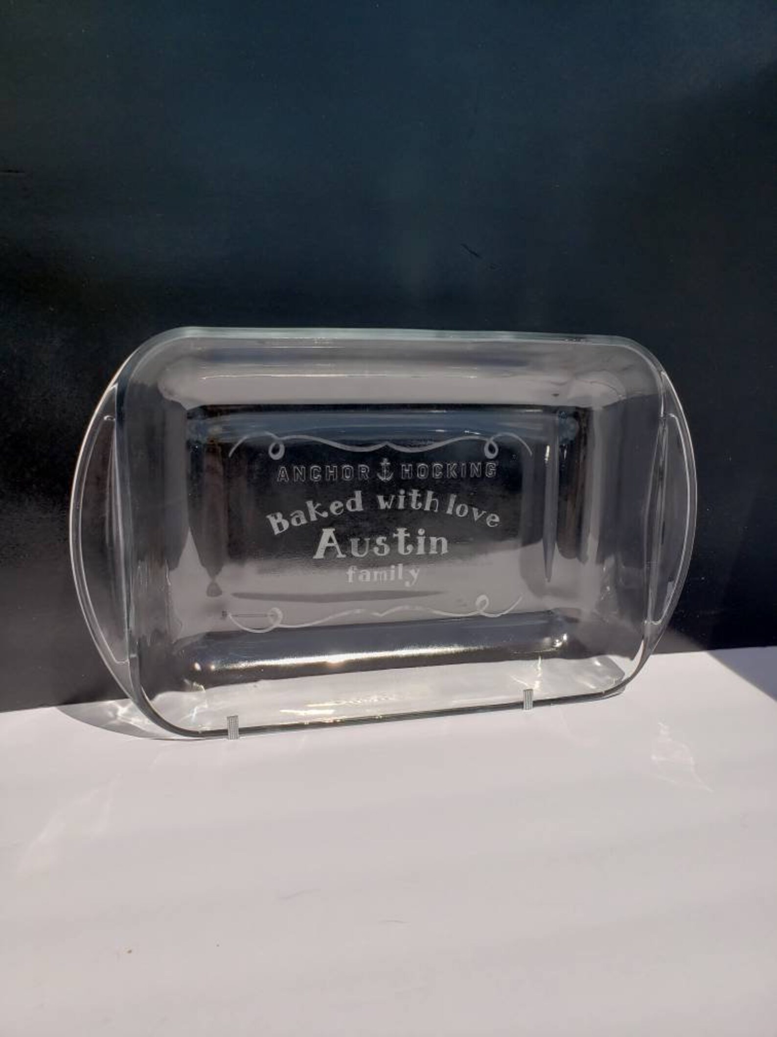 Personalized 9x13 Glass Baking Dish Family Name Casserole Pan Etsy