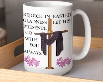 Taza de café con alegría pascual, taza de cerámica religiosa