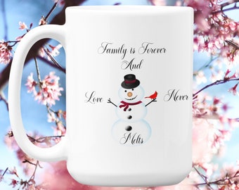 Snowman Family Holiday Coffee Mug, Winter Christmas Gift