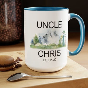 Customizable Mug Uncle Established, cute coffee mug for Christmas or birthday, Uncle pregnancy mug.