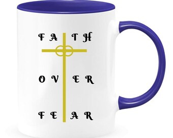 Geloof over angst koffiemok, inspirerend christelijk cadeau