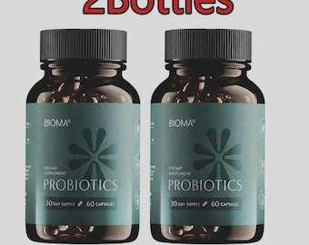 2 cápsulas probióticas Bioma, suplemento para la salud intestinal.