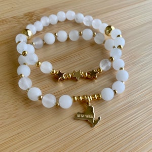 New York State Bracelet Sets | NY Charm Bracelet | New York Gifts | NYC Stack | Gold New York Gemstone Bracelets | New York Mom