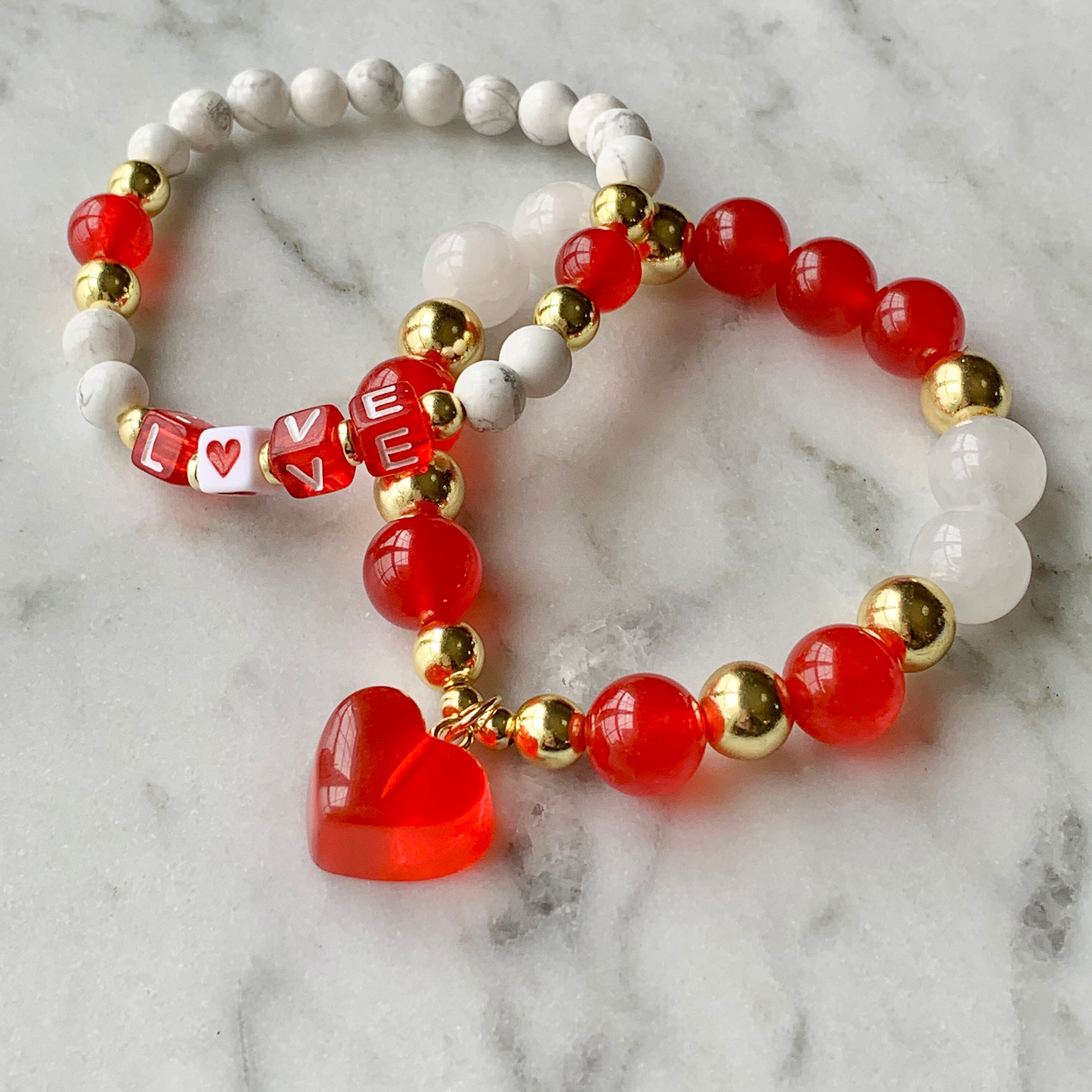 Heiheiup Bracelet 20 Charms Earring Bling PC Valentine's Heart