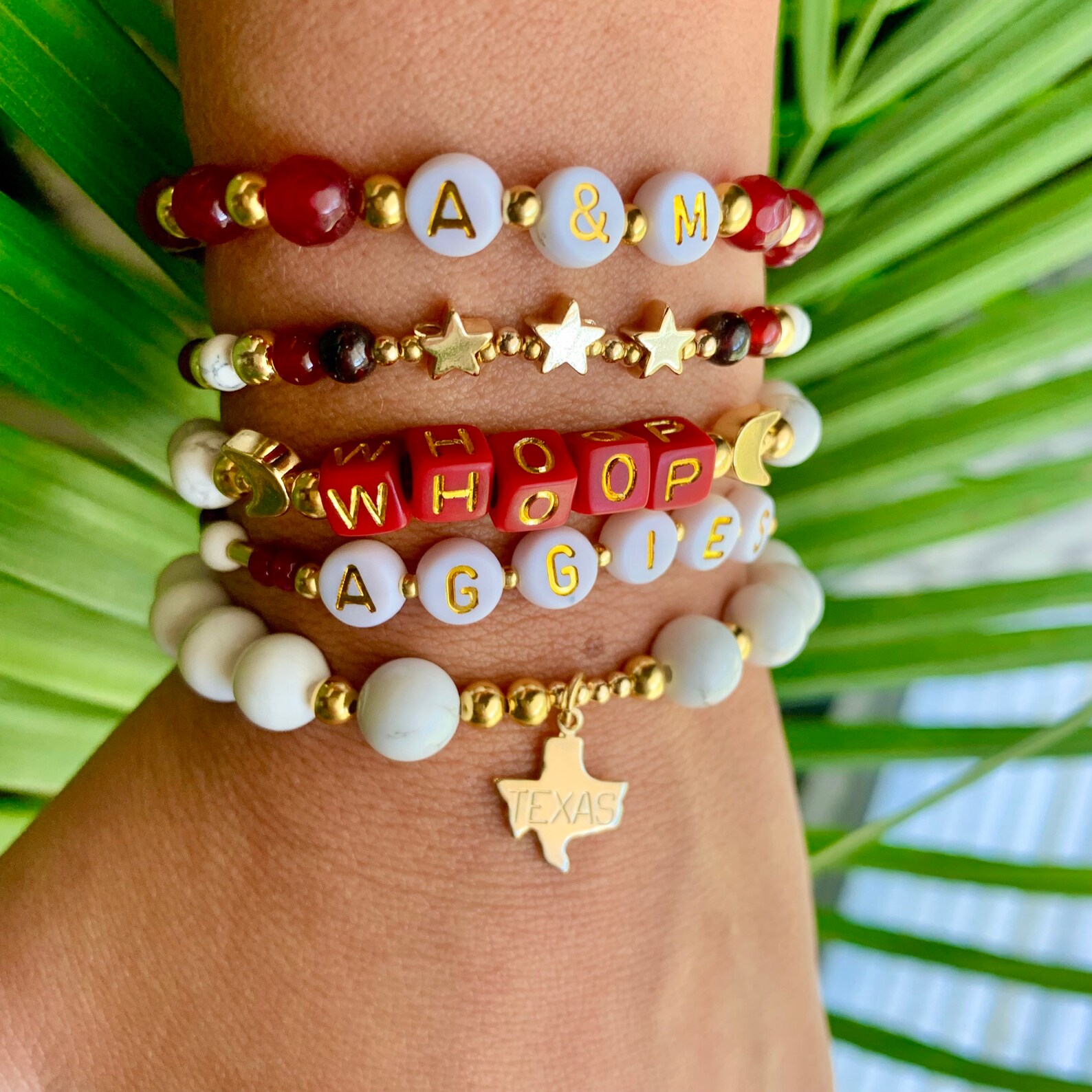 Texas Bracelet Stack whoop A&M Set Real Gemstones Gold Etsy
