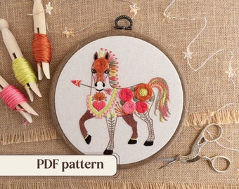 Sagittarius embroidery pattern PDF, Astrology-themed hand embroidery project, Sagittarius the Archer embroidery, DIY birthday gift