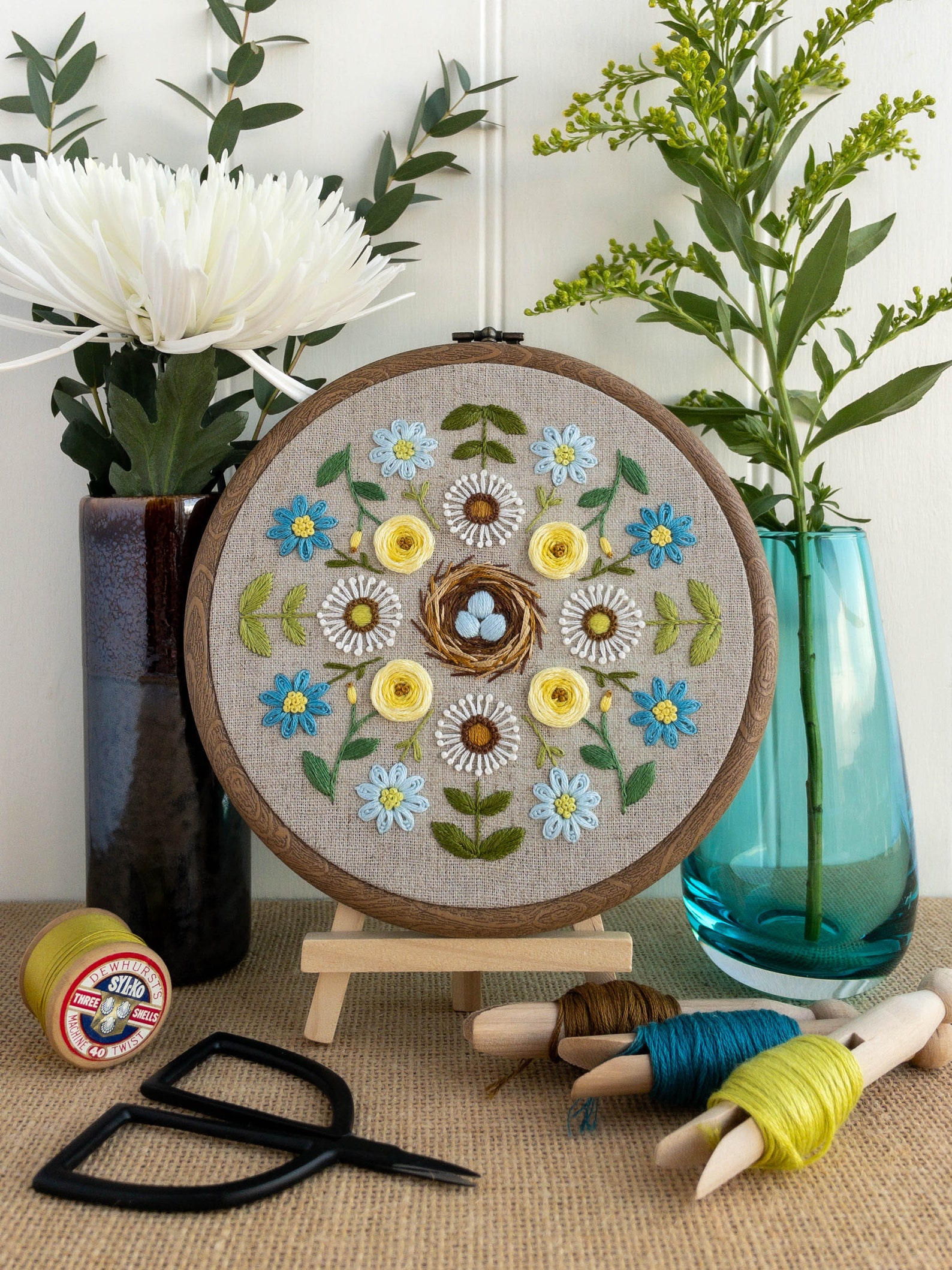 Winter and Spring Hand Embroidery Pattern Bundle, Botanical Wreath ...