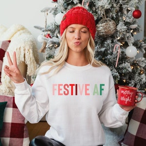 Pink Festive Af Sweatshirt Etsy