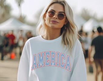America Sweatshirt, USA Shirt, 4th of July Shirt, Women's Trendy Sweatshirt, July 4th Sweatshirt, 4th of July outfit, Patriotic Shirt