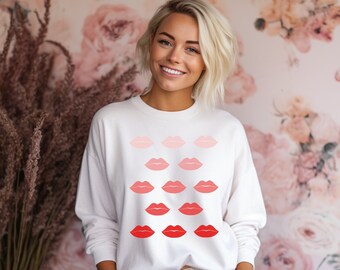 Valentine Lips Sweatshirt, Valentine's Day Shirt, Valentines Day Gift, Women's Valentine Sweatshirt, Kiss Shirt