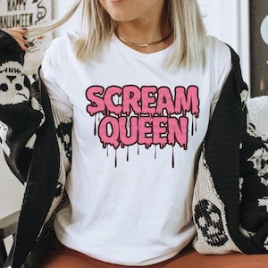 Scream Queen t-shirt, Halloween shirt, Women&#39;s Trendy Halloween Graphic T-Shirt, Scary Movie Shirt, Fall Shirt, Gifts for women,