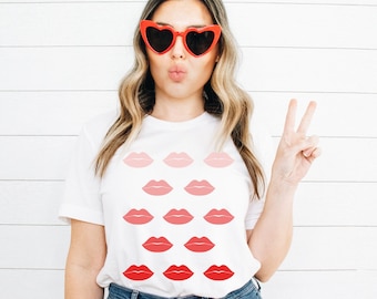 Valentine Lips T-Shirt, Valentine's Day Shirt, Valentines Day Gift, Women's Valentine Graphic tee, Kiss Shirt