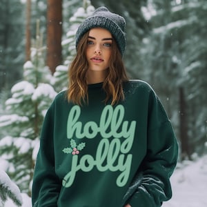Holly Jolly Sweatshirt, Christmas Shirt, Womens Christmas sweatshirt, Holiday Shirt, Christmas Apparel, Christmas Gifts, Christmas Crewneck