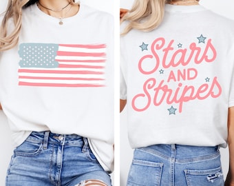 American Flag T-shirt, Stars and Stripes Shirt, 4th of July Shirt, Patriotic Crewneck, Women's graphic tee, Summer Shirt, Comfort Colors