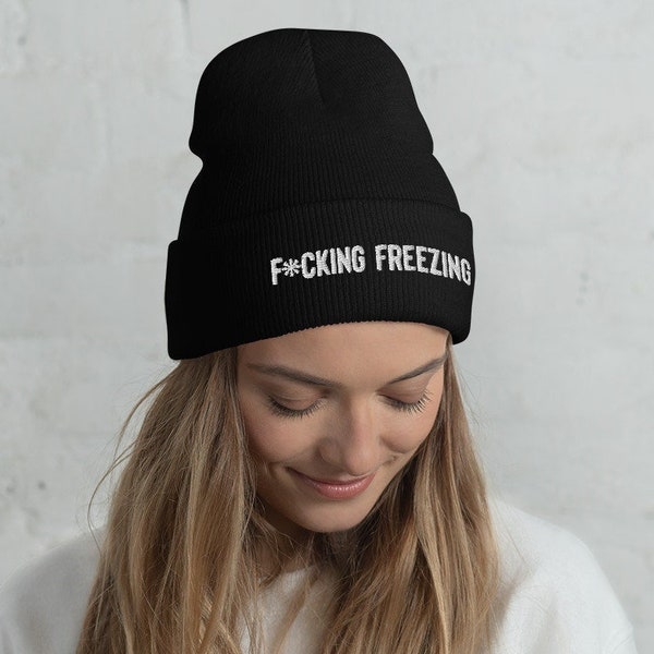 Fcking Freezing Beanie, winter hat, beanie, beanie hat, trendy hat, hats, Ski hat, Holiday hat, Christmas gift, always cold, embroidered hat