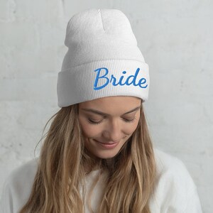 Bride Beanie, Embroidered Hat Winter Beanie, Winter Hat Beanie Hats Bride gift Engagement Gifts Bachelorette party Winter Bride Ski Trip