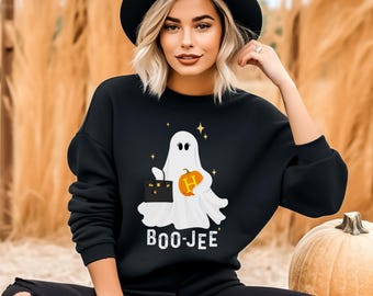 Halloween Ghost Sweatshirt, Boo Jee Shirt, Boo Shirt, Spooky Ghost Hoodie, Spooky Season Ghost Sweater, Spooky Vibes Shirt, Halloween Gifts