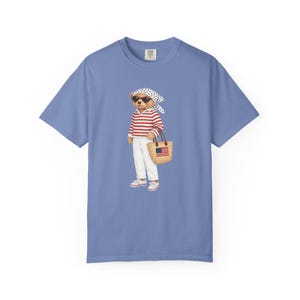 Americana Bear T-shirt, Fourth of July graphic tee Women, Preppy USA Crewneck, Patriotic Summer Pullover, Comfort colors oversized tee image 8