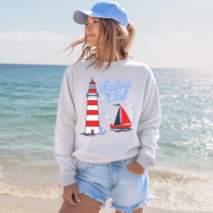 Sailing Club Shirt, Nantucket Sailing Sweatshirt, Nautical Shirt, Preppy Coastal Crewneck, Yacht Club Style, Summer graphic sweatshirt