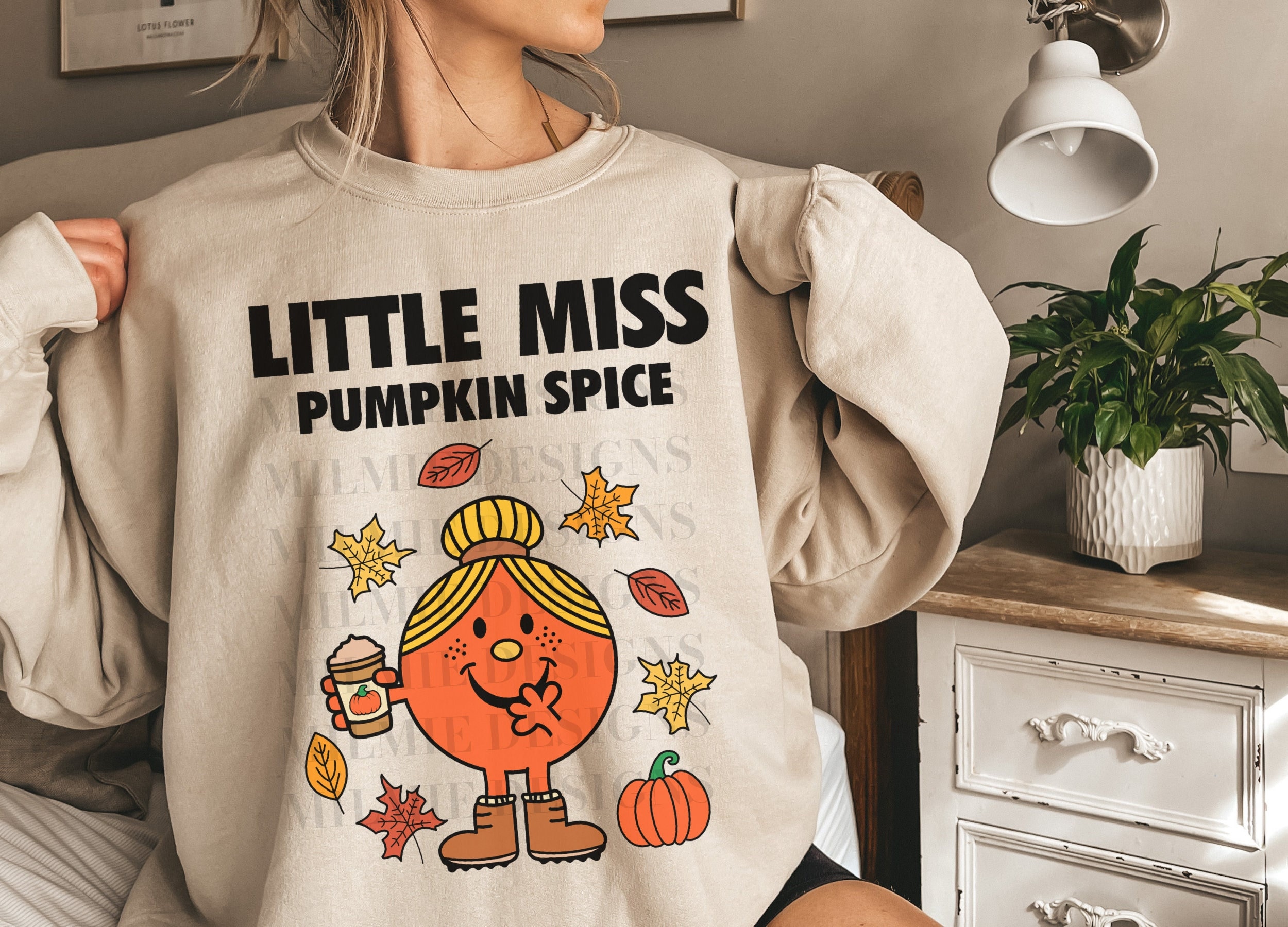 Discover Little Miss Pumpkin Spice Sweatshirt in Color Sand Women's Trendy Sweatshirt