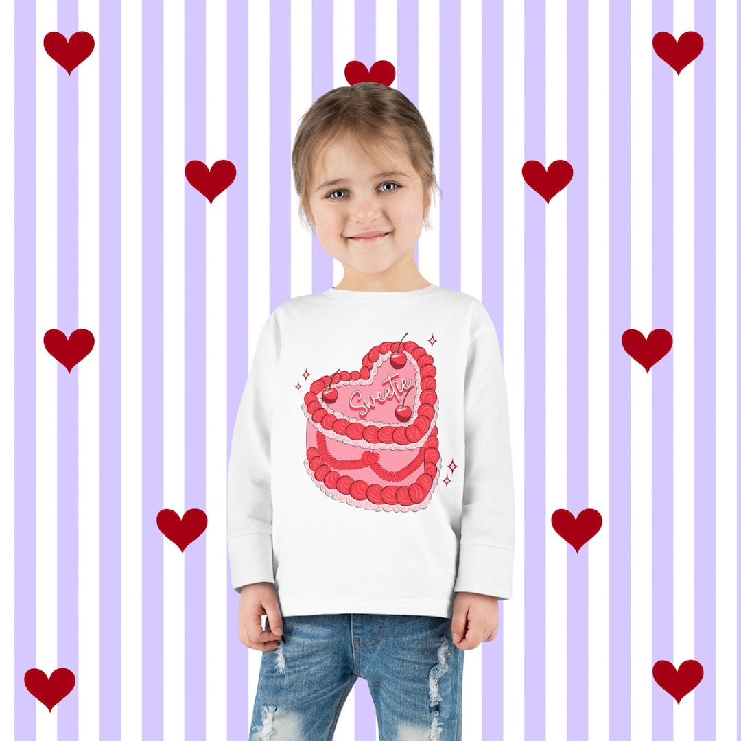 Valentine Sweetie Heart Cake Toddler Long Sleeve Tee, Toddler Valentine ...