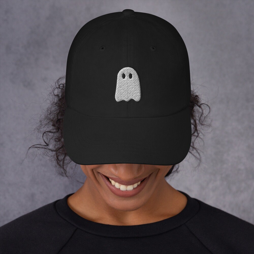 Ghost Emoji Embroidered Hat, Hats, Baseball Cap, Women