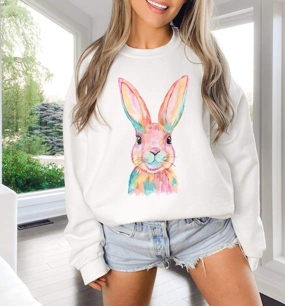 Watercolor Bunny Sweatshirt Easter Shirt Bunny Sweatshirt - Etsy