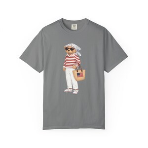 Americana Bear T-shirt, Fourth of July graphic tee Women, Preppy USA Crewneck, Patriotic Summer Pullover, Comfort colors oversized tee image 10