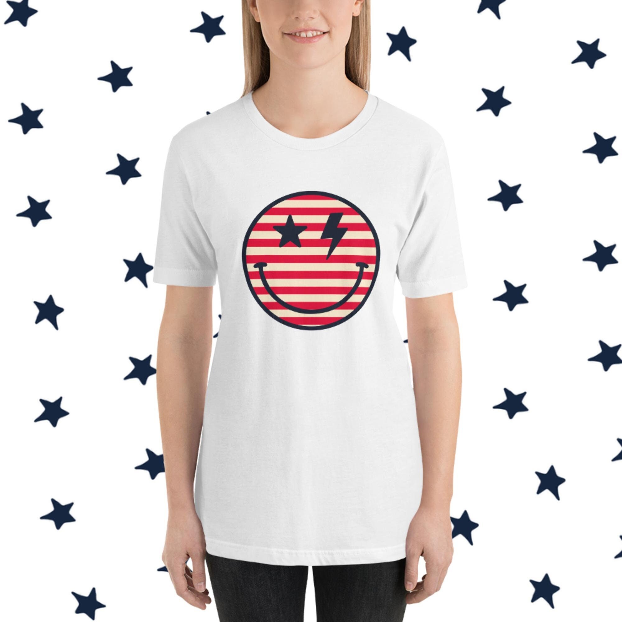 Patriotic Smiley Face T-shirt 4th of July Shirt Smiley Face - Etsy