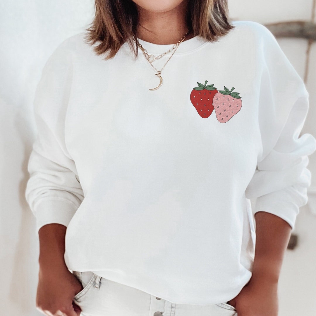 Strawberry Sweatshirt, Women's Trendy Sweatshirt, Embroidered ...
