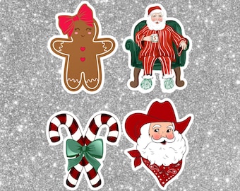 Classic Christmas Sticker Sheet Christmas Stickers Winter Season Stickers Merry Christmas Stickers Xmas Candy Cane Santa Claus Gingerbread