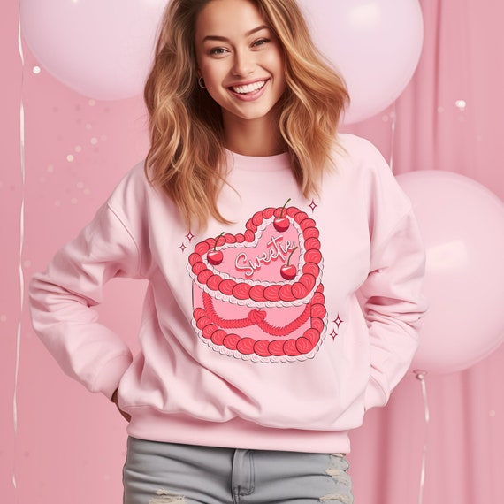 Valentine Sweetie Heart Cake Sweatshirt Valentines Shirts for