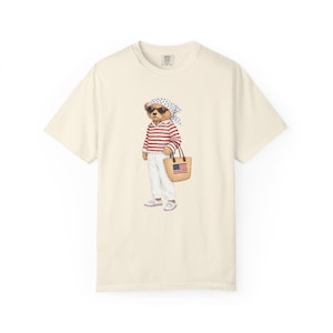 Americana Bear T-shirt, Fourth of July graphic tee Women, Preppy USA Crewneck, Patriotic Summer Pullover, Comfort colors oversized tee image 6