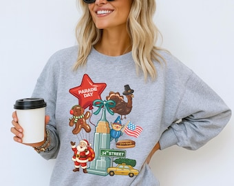 Thanksgiving Sweatshirt, thanksgiving day parade Oversized Crewneck, New York Holiday Graphic Pullover, Thanksgiving Outfit,