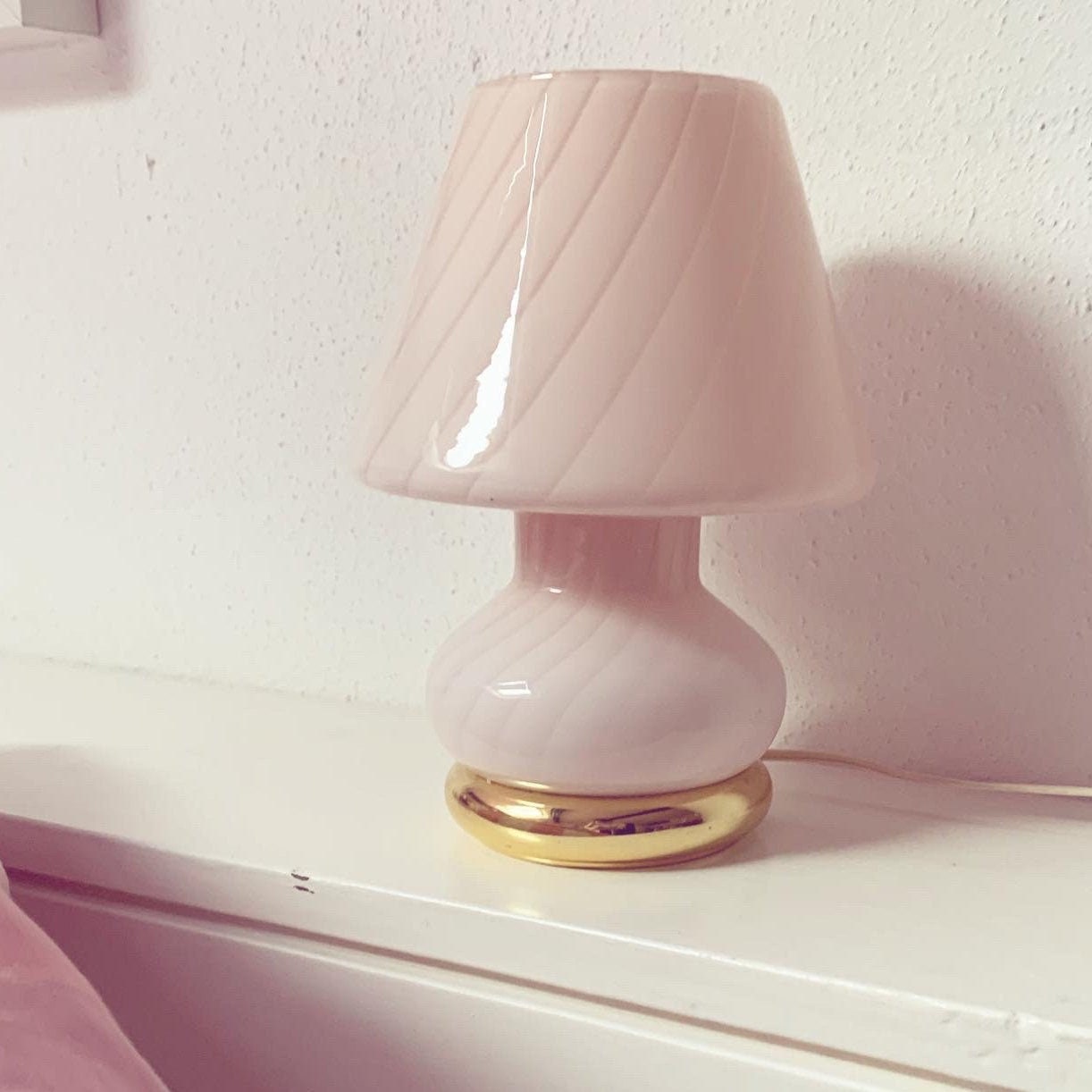 Lampe Rose Clair de Champignon Murano