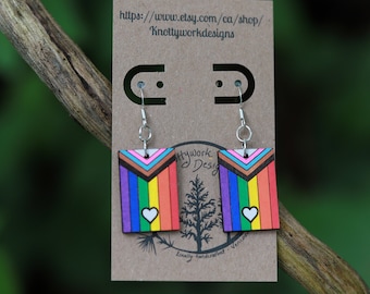 Pride earrings, pride dangle earrings, rainbow earrings, subtle pride, bisexual pride, LGBTQ earrings, Pride month, pride jewelry, gay pride