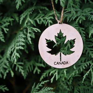 Canada ornament, maple leaf, wooden Christmas tree decor, custom ornament, handmade ornament, nature ornament, customized ornament