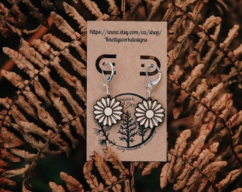 Daisy flower earrings, daisy jewelry,  floral earrings, plant lover, flower earrings, nature earrings, daisy dangle earrings, flower jewelry