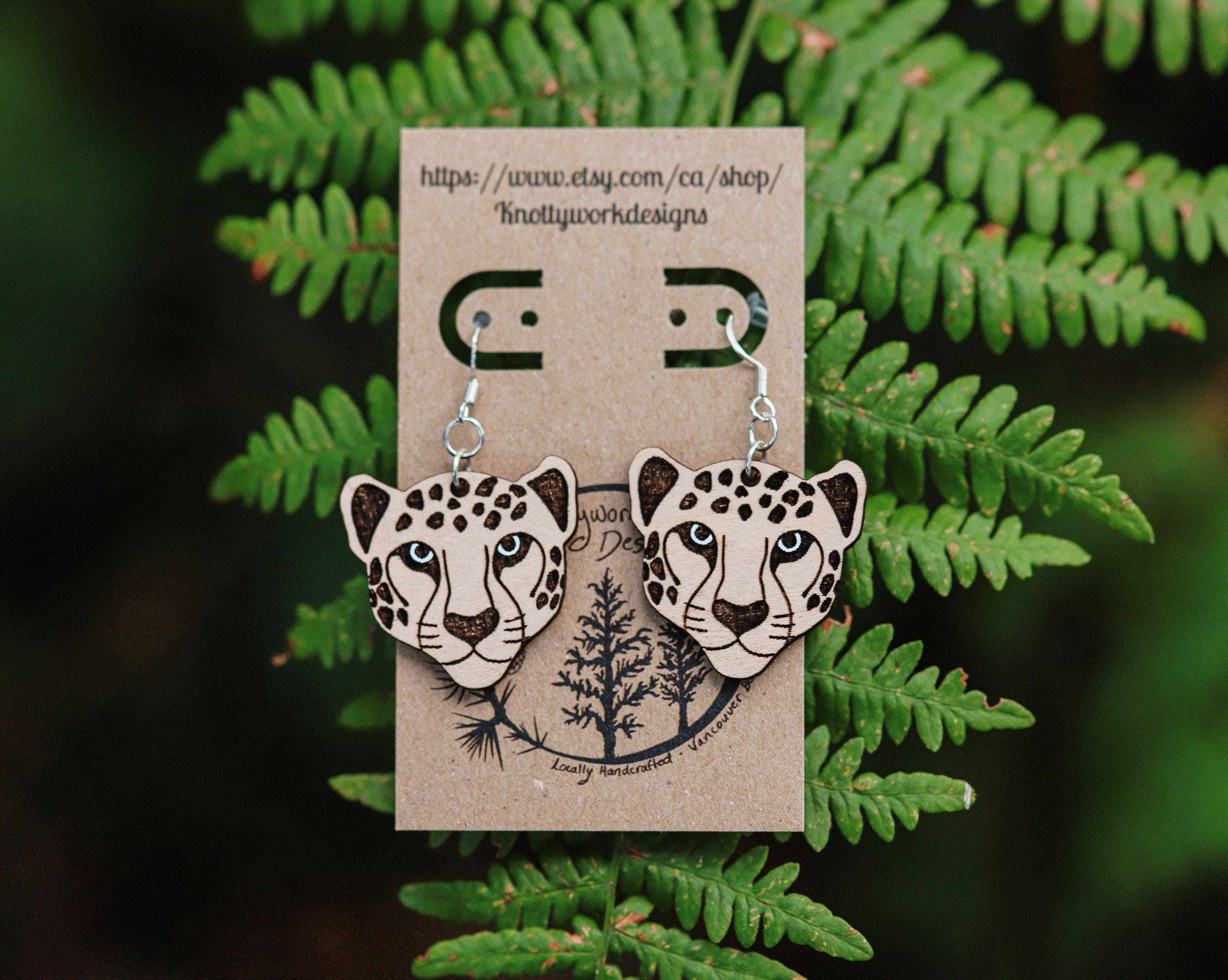 Jaguar earrings, funky earrings, cute animal earrings, animal jewelry, unique earrings, statement earrings, teacher earrings, animal earring