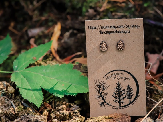 Pinecone earrings, nature earrings, nature jewelry, pine cone jewelry, pine cone studs, funky earrings, whimsical earrings, nature lover