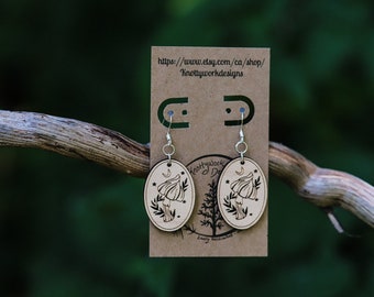 mushroom jewelry, whimsical earrings, cottagecore earrings , wood earrings, mushroom earring, cottagecore earrings, mushroom earrings