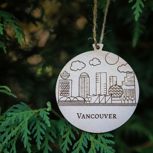 Décoration de Vancouver, décoration du Canada, décoration de ville, décoration de Noël, décoration en bois nature, paysage urbain, souvenir, décoration de ville