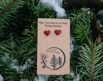 Orecchini San Valentino, borchie a cuore, orecchini a cuore rosso, orecchini a perno a cuore, orecchini insegnante, borchie scintillanti, regalo di San Valentino per ragazza