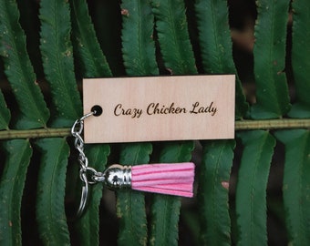 Crazy chicken lady, farm keychain, chicken lover, chicken keychain, chicken farm, farm gift, chicken accessories, chicken gift