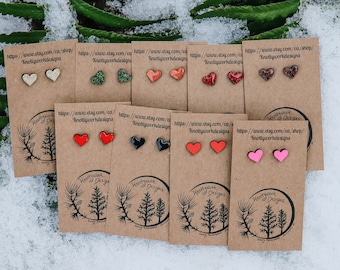 Orecchini di San Valentino, borchie a cuore, orecchini a borchia a cuore, orecchini a borchia a cuore, orecchini per insegnanti, borchie scintillanti, regalo di San Valentino per ragazza