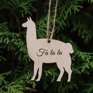 Llama ornament, llama Christmas, alpaca ornament, fa la la llama, alpaca Christmas, wood llama ornament, wooden christmas tree decor