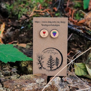 Quirky earrings, funny earrings, novelty earrings, wine accessories, wine gifts, wine lovers gift, wine studs, grape earrings, wine, earring