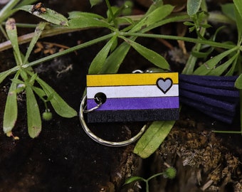 Niet-binaire sleutelhanger, Pride sleutelhanger, subtiele trots, regenboog sleutelhanger, biseksuele trots, transgender trots, bi trots, gay pride vlag