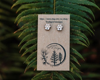 Dog earrings, paw print jewelry, pet jewelry, animal stud earrings, cute studs, dog lover jewelry, cute stud earrings, puppy paws